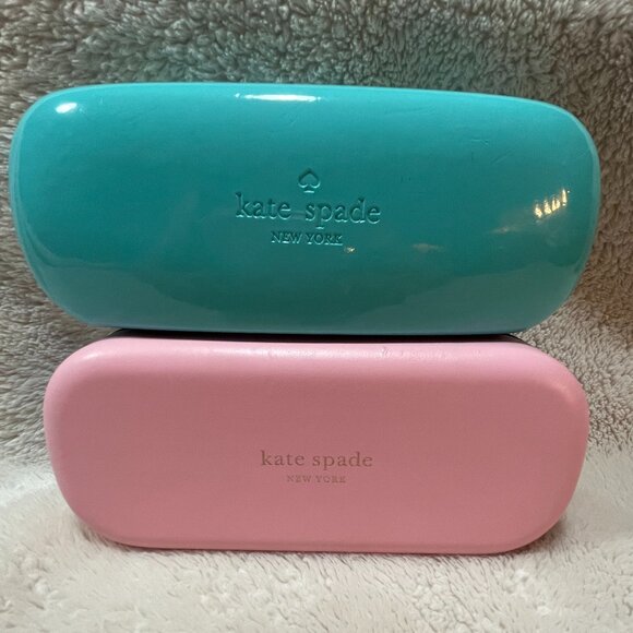KATE SPADE BUNDLE OF 2 SUNGLASS EYEGLASS HARD CASES PINK BLUE LINED - Picture 1 of 12